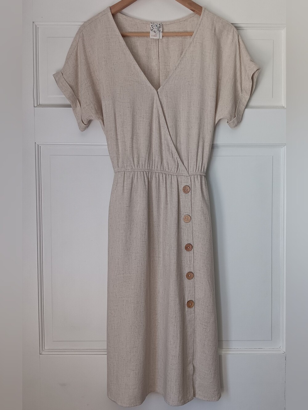 Naif beige linen blend dress